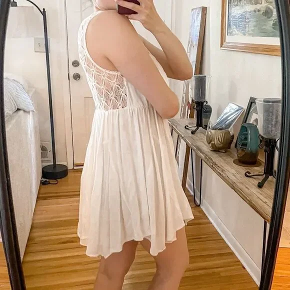 Free People Fiesta Lace Mini Dress White M - Picture 2 of 10